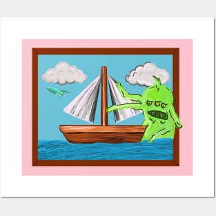 Simpsons Sailboat Painting w/ HG Blob & PlanEx Ship Posters and Art